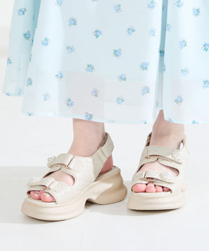 パール×キルティング厚底サンダル/61209