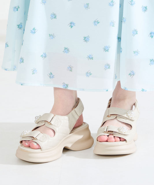 パール×キルティング厚底サンダル/61209