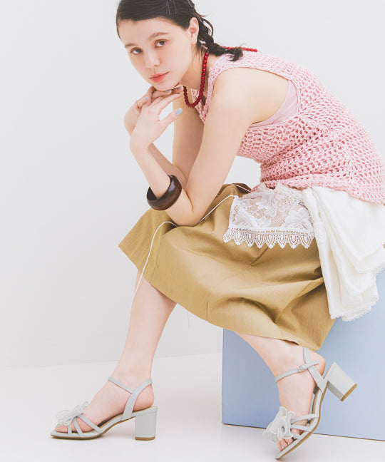 【WEB先行予約/5月上旬発売予定】【カタログ掲載アイテム】ビッグチュールリボンヒールサンダル/61226