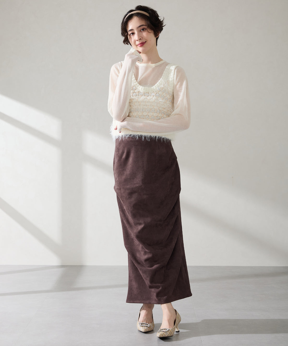 ビジューモチーフヒールパンプス/61327