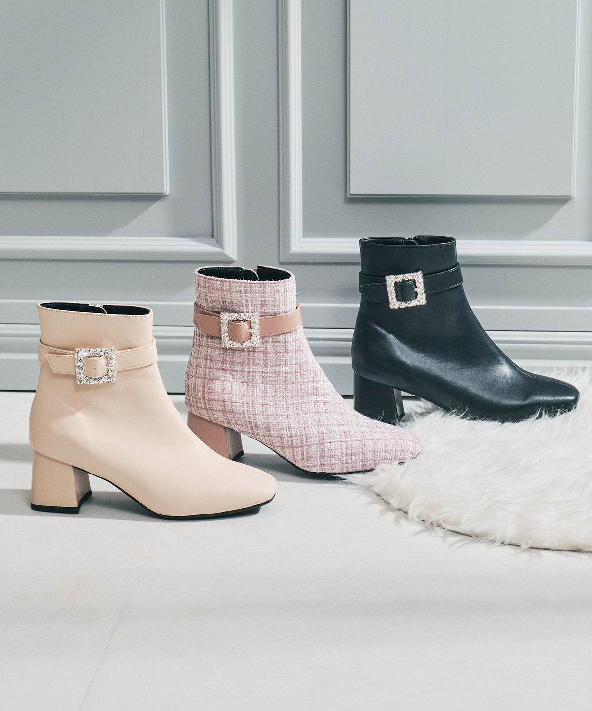 【WEB先行予約/10月上旬発売予定】ビジューバックルスクエアトゥブーツ/61420