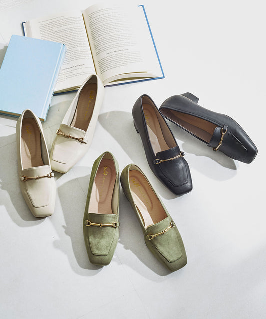 メタリックラインビットヒールローファー/62101