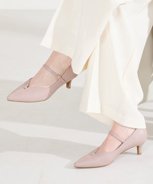 プチメタルパーツストラップヒールパンプス/62102