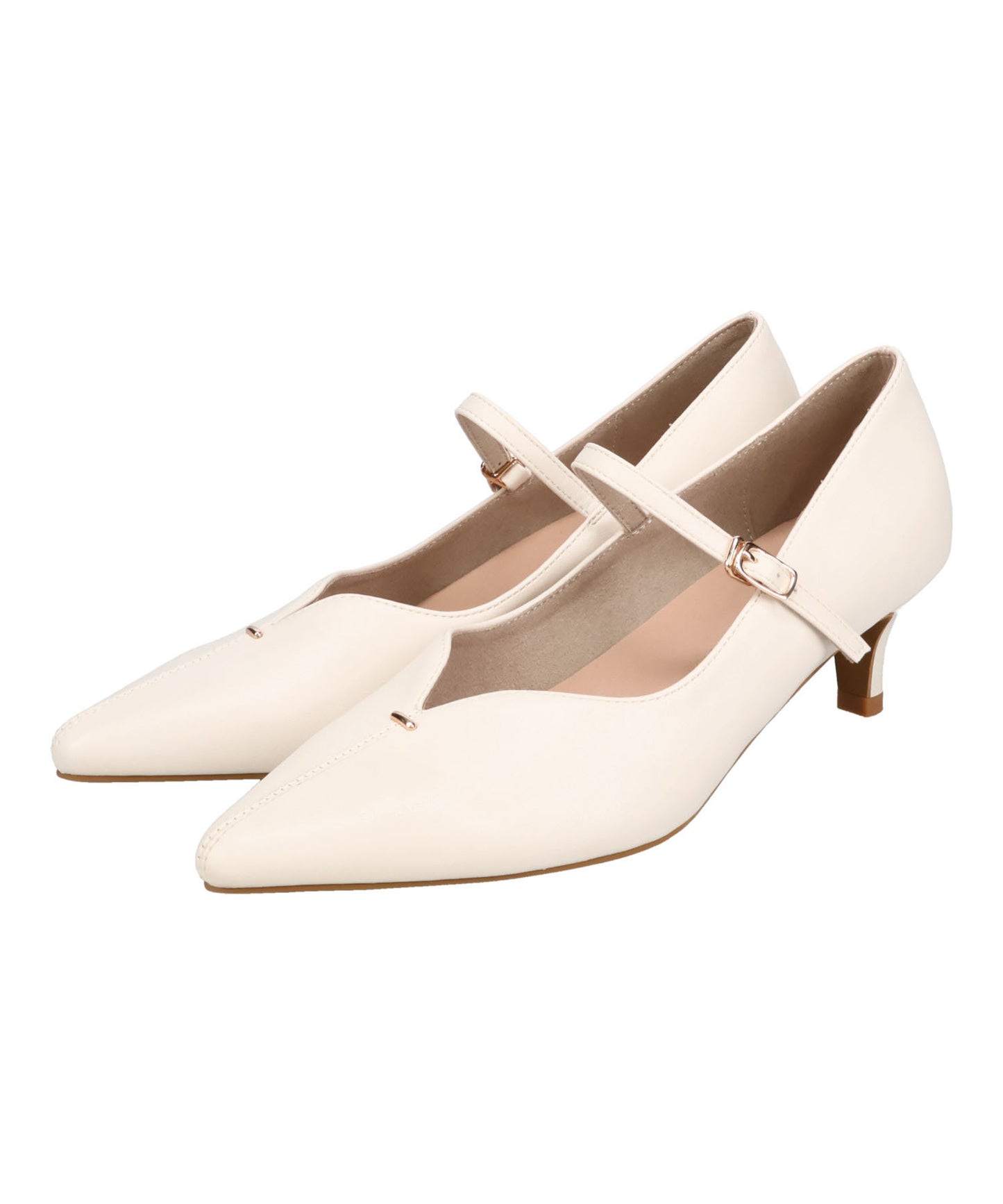 プチメタルパーツストラップヒールパンプス/62102