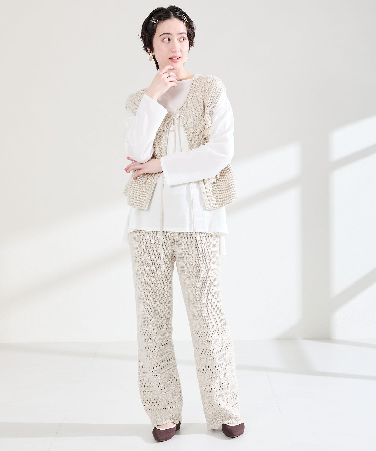 配色ニットパンプス/62107