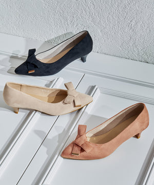 2wayリボンミドルヒールパンプス/62108