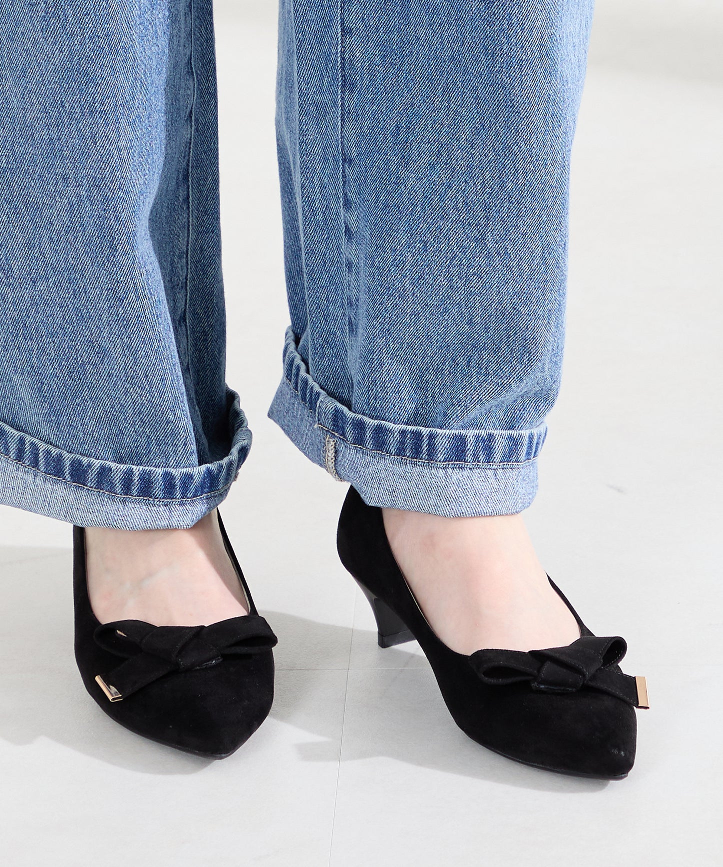 2wayリボンミドルヒールパンプス/62108