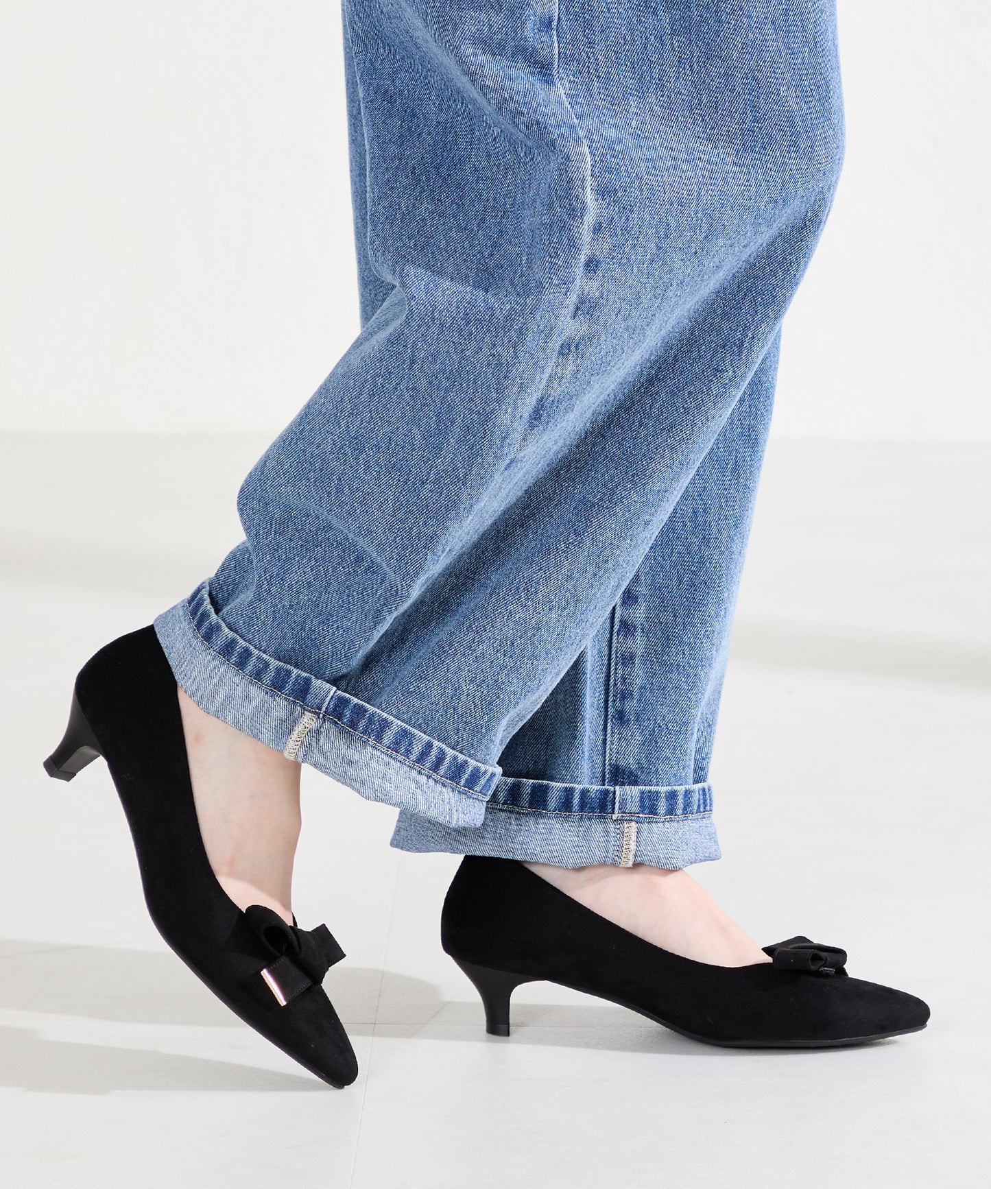 2wayリボンミドルヒールパンプス/62108