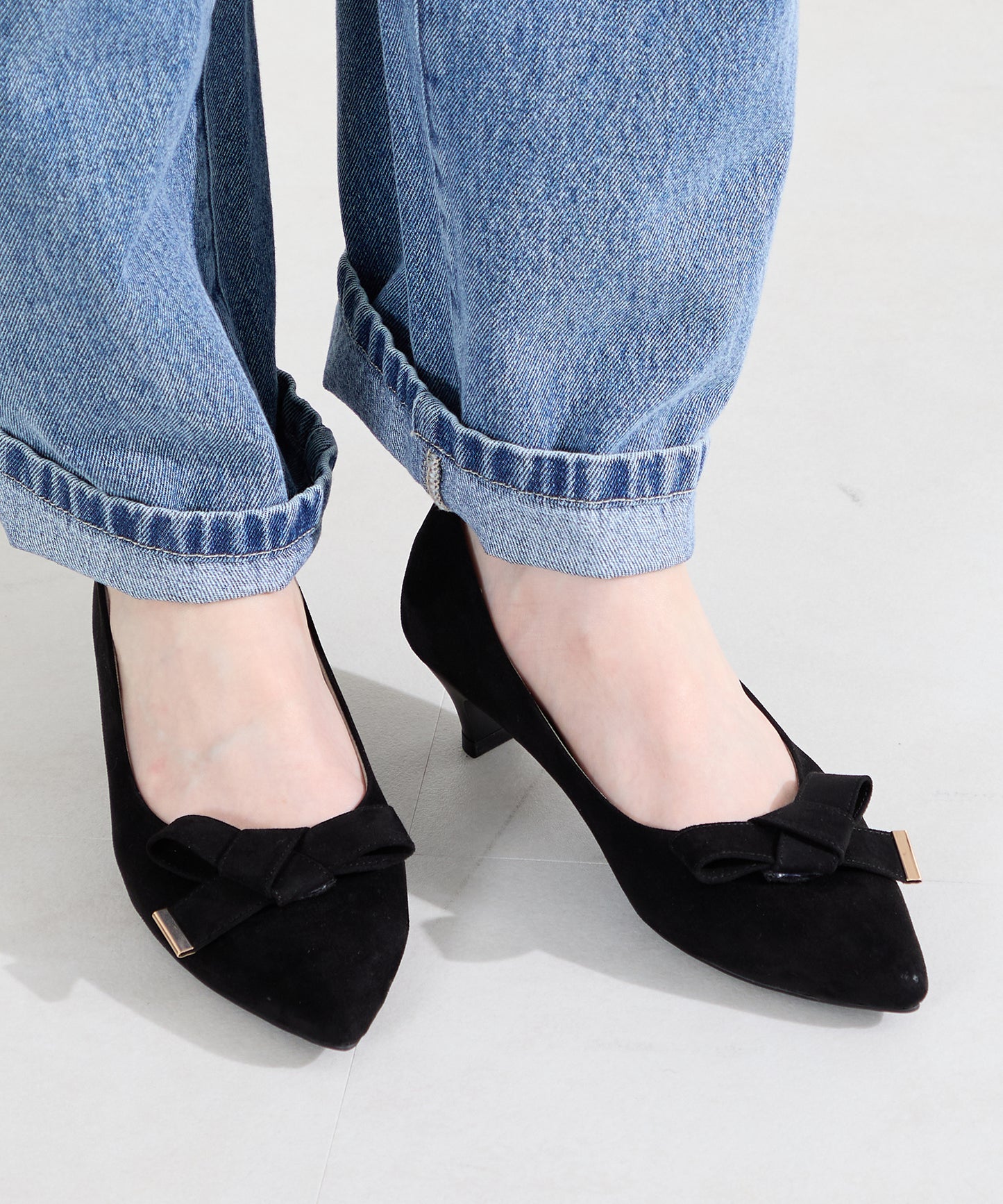 2wayリボンミドルヒールパンプス/62108