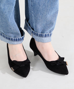 2wayリボンミドルヒールパンプス/62108