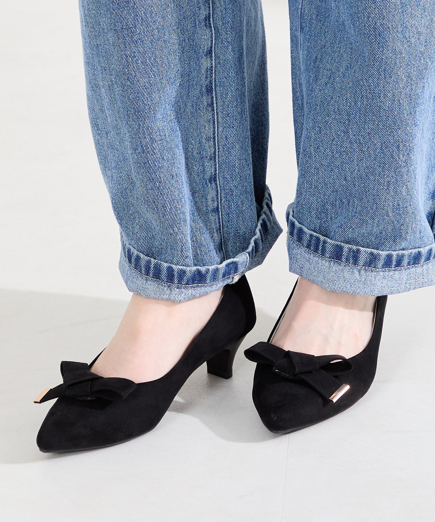 2wayリボンミドルヒールパンプス/62108