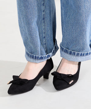 2wayリボンミドルヒールパンプス/62108