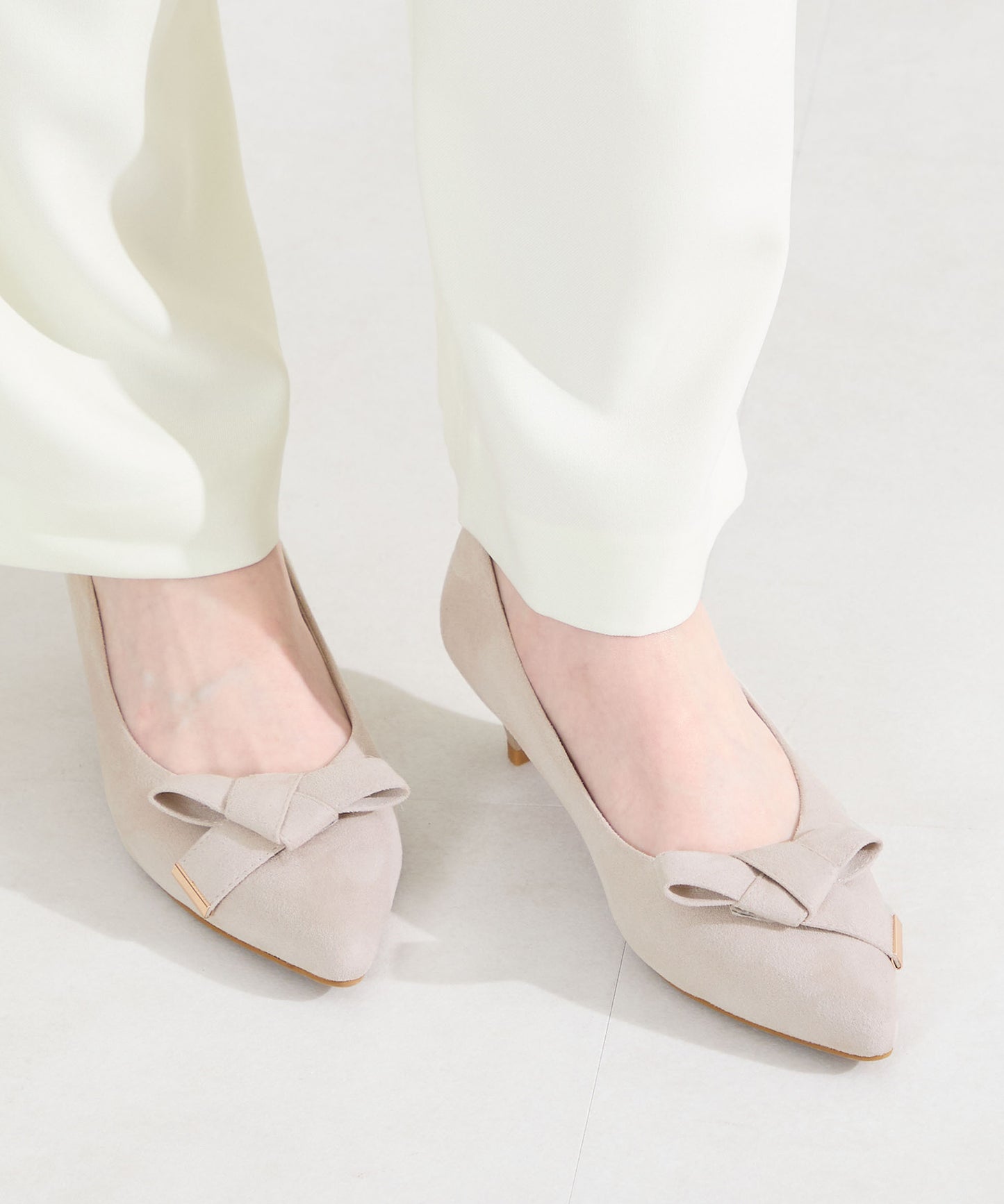 2wayリボンミドルヒールパンプス/62108