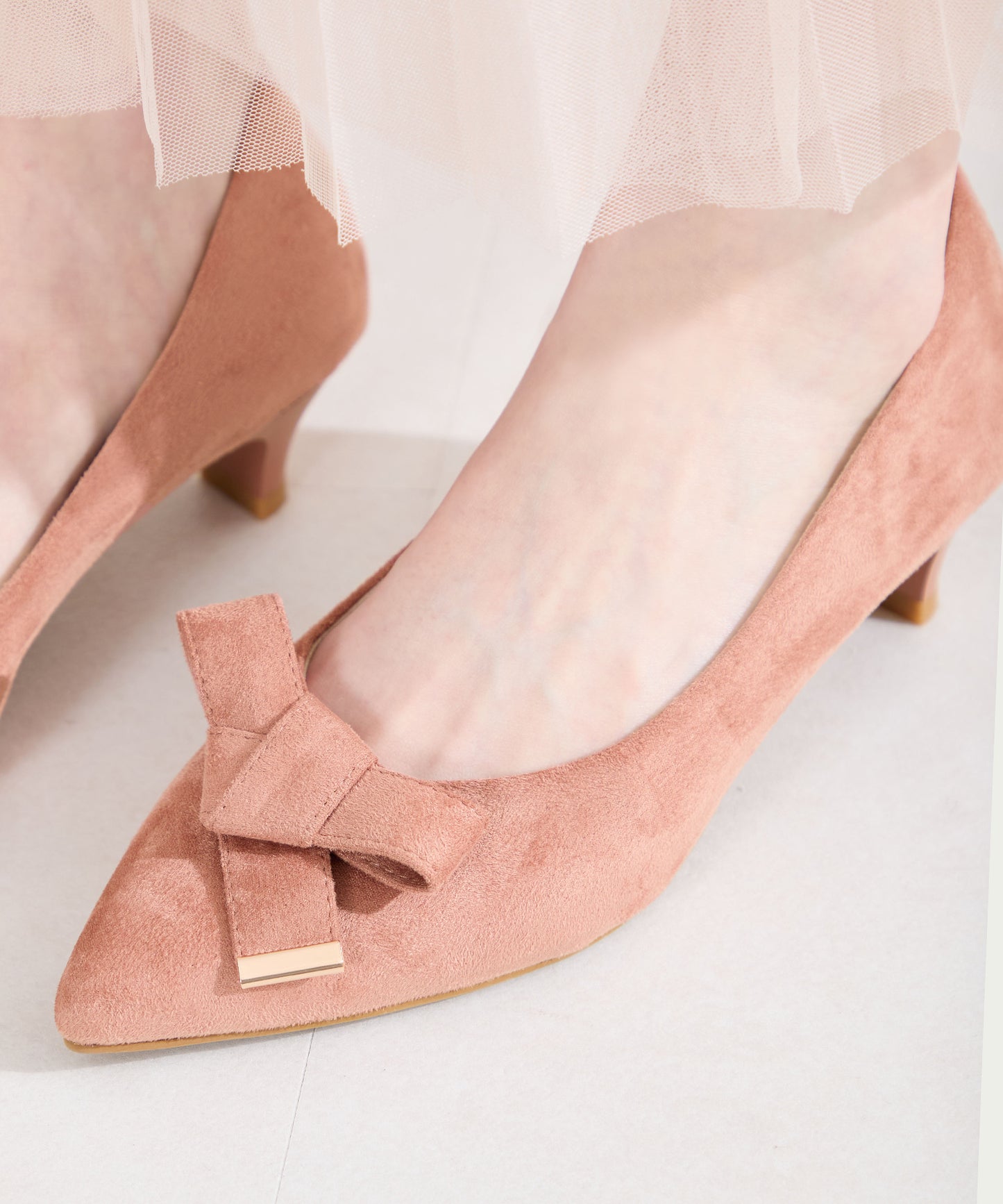 2wayリボンミドルヒールパンプス/62108