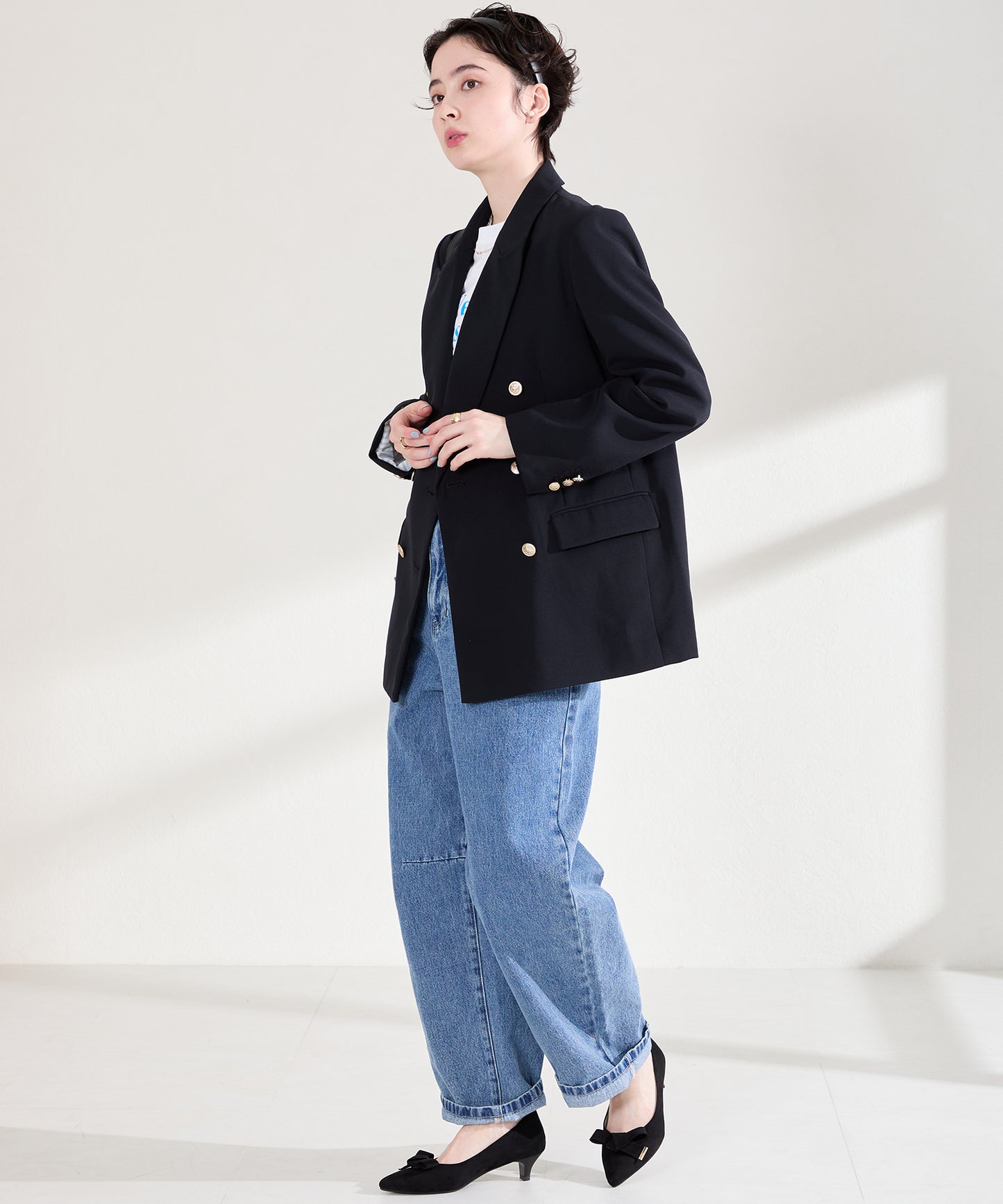 2wayリボンミドルヒールパンプス/62108