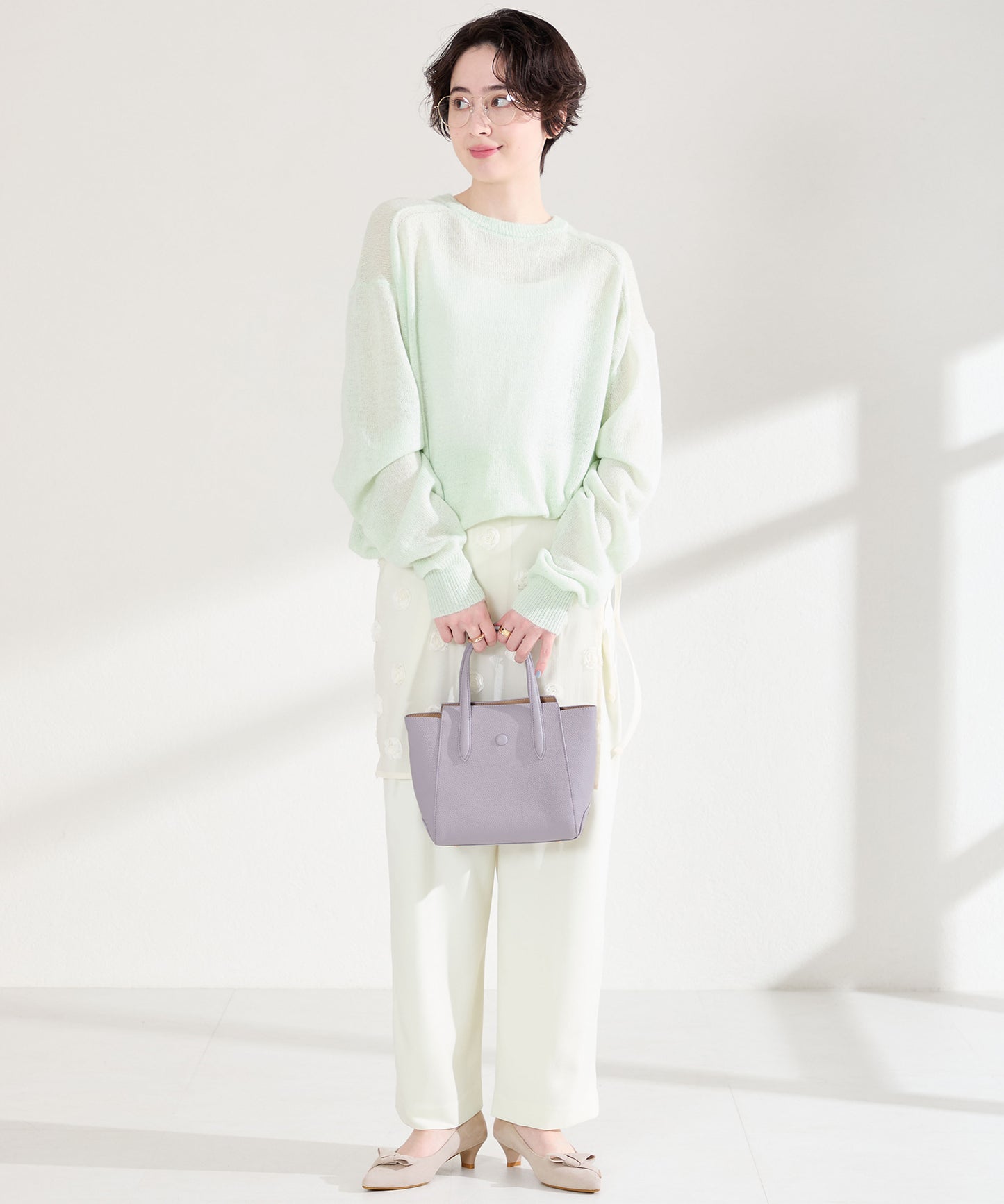 2wayリボンミドルヒールパンプス/62108