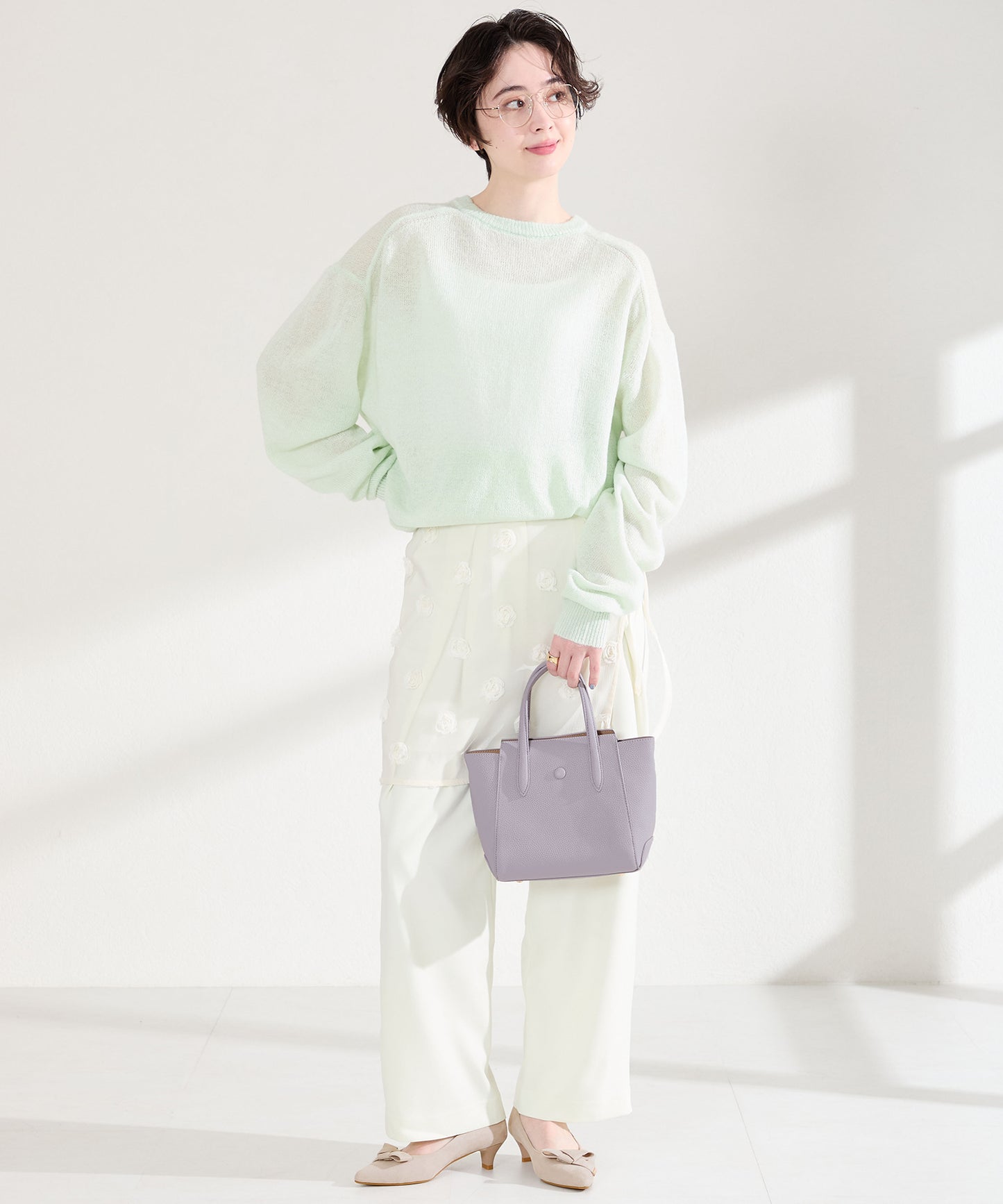 2wayリボンミドルヒールパンプス/62108