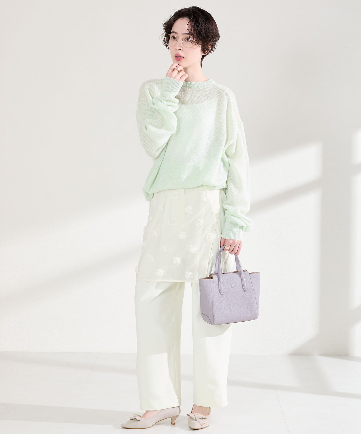 2wayリボンミドルヒールパンプス/62108