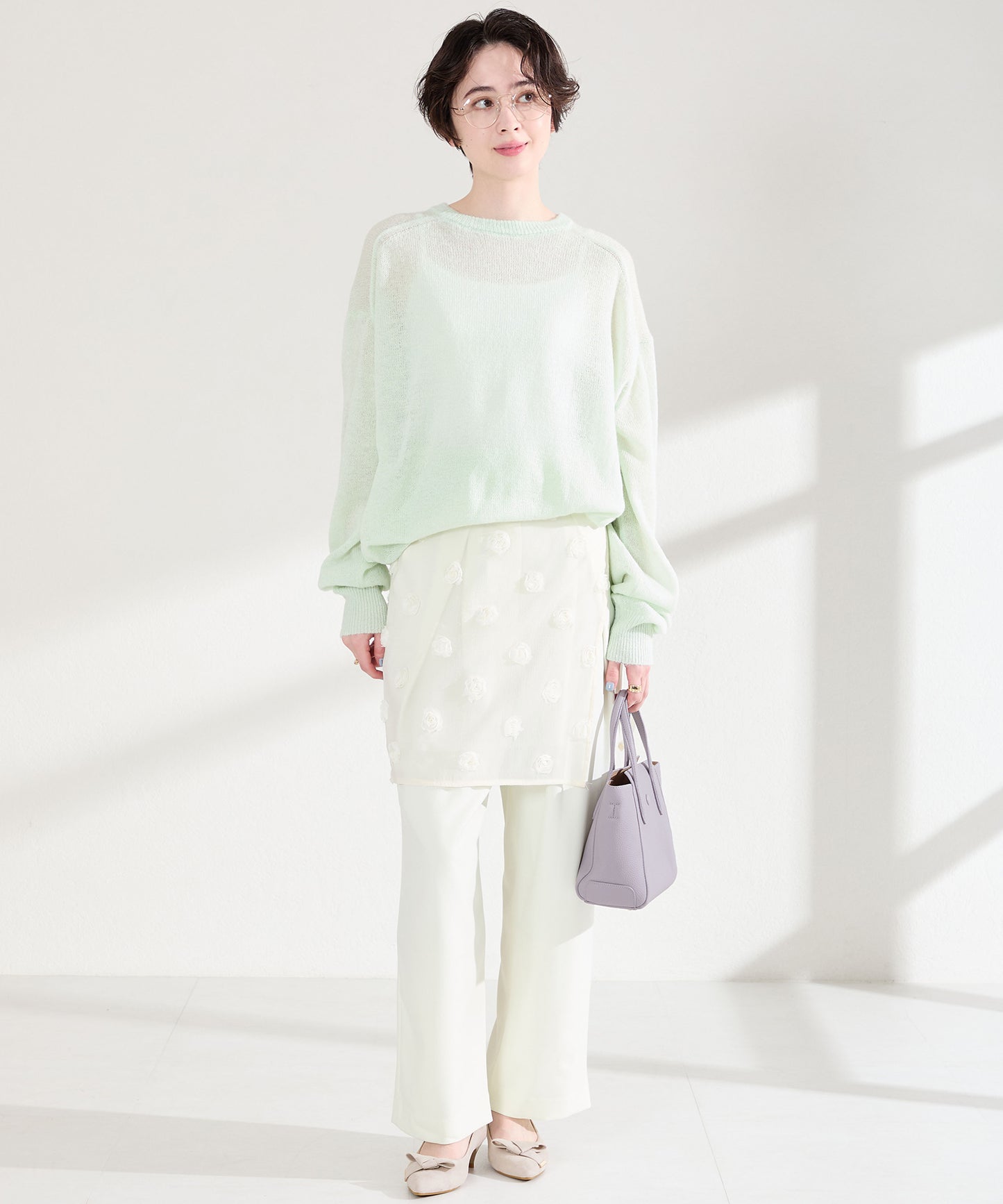 2wayリボンミドルヒールパンプス/62108