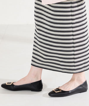 ゴールドモチーフフラットパンプス/62109