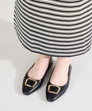 ゴールドモチーフフラットパンプス/62109