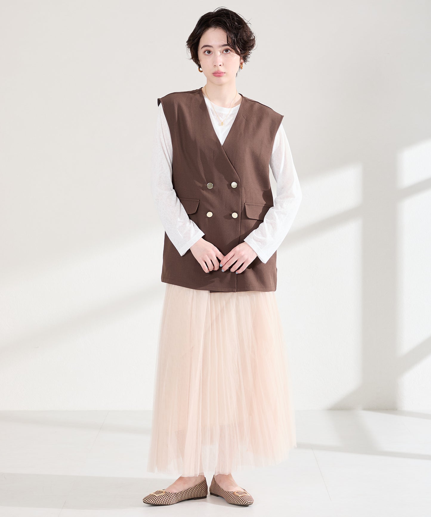 ゴールドモチーフフラットパンプス/62109