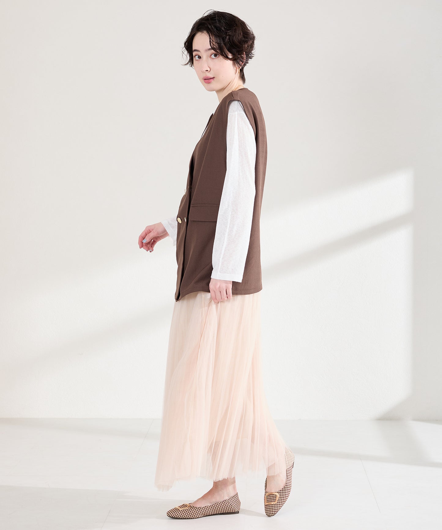 ゴールドモチーフフラットパンプス/62109