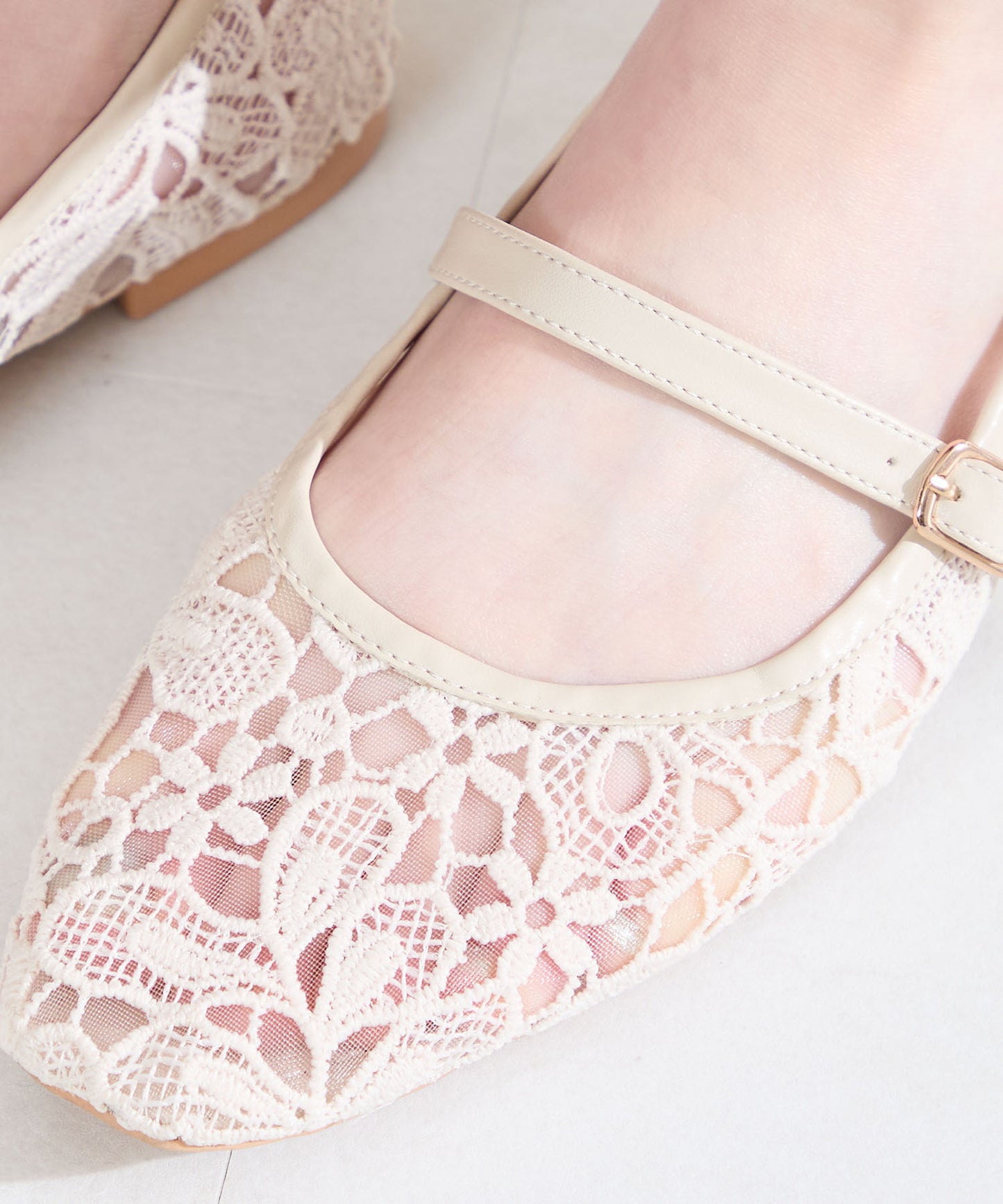 シアーレースメリージェーンパンプス/62114