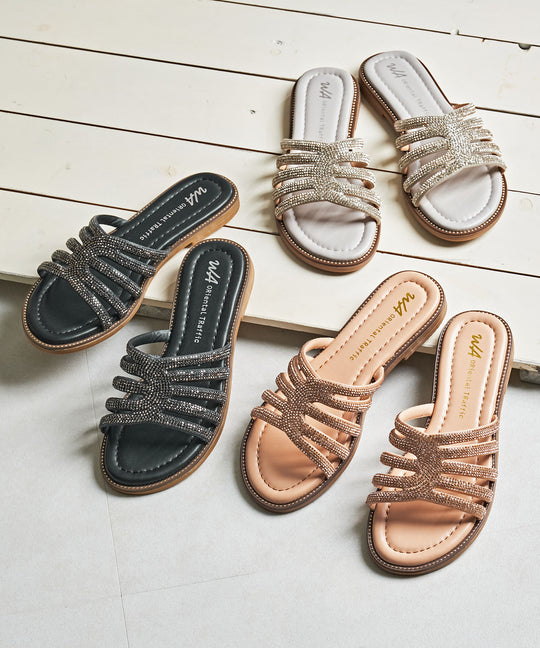 ラインストーンストリングミュールサンダル/62201