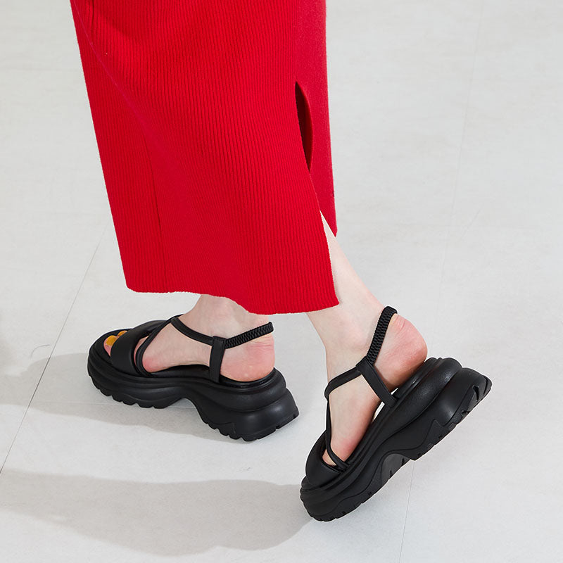 【カタログ掲載アイテム】クロスデザイン厚底サンダル/62207