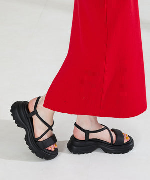 【カタログ掲載アイテム】クロスデザイン厚底サンダル/62207