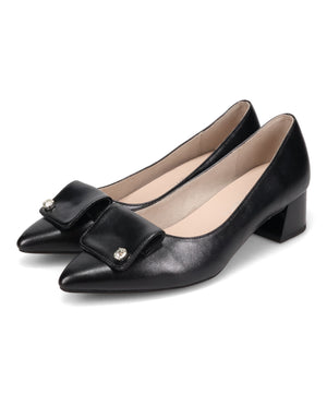 ワンポイントビジューミドルヒールパンプス/62304