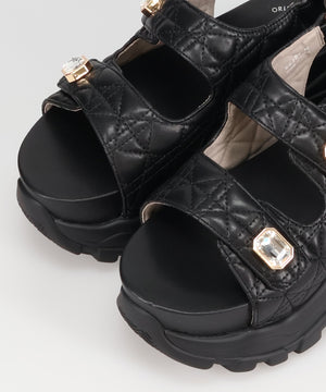 ビジューボタンキルティングスポーツサンダル/66204