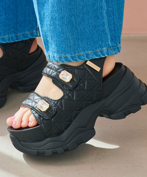 ビジューボタンキルティングスポーツサンダル/66204