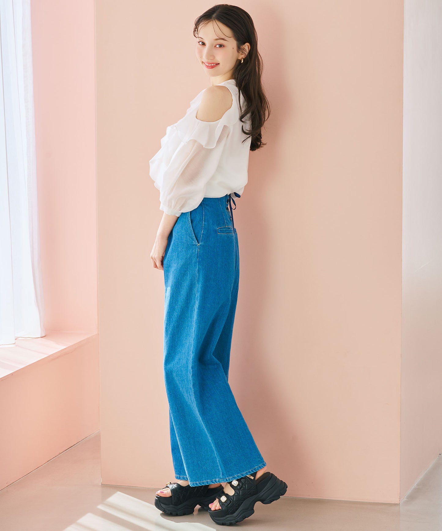 ビジューボタンキルティングスポーツサンダル/66204