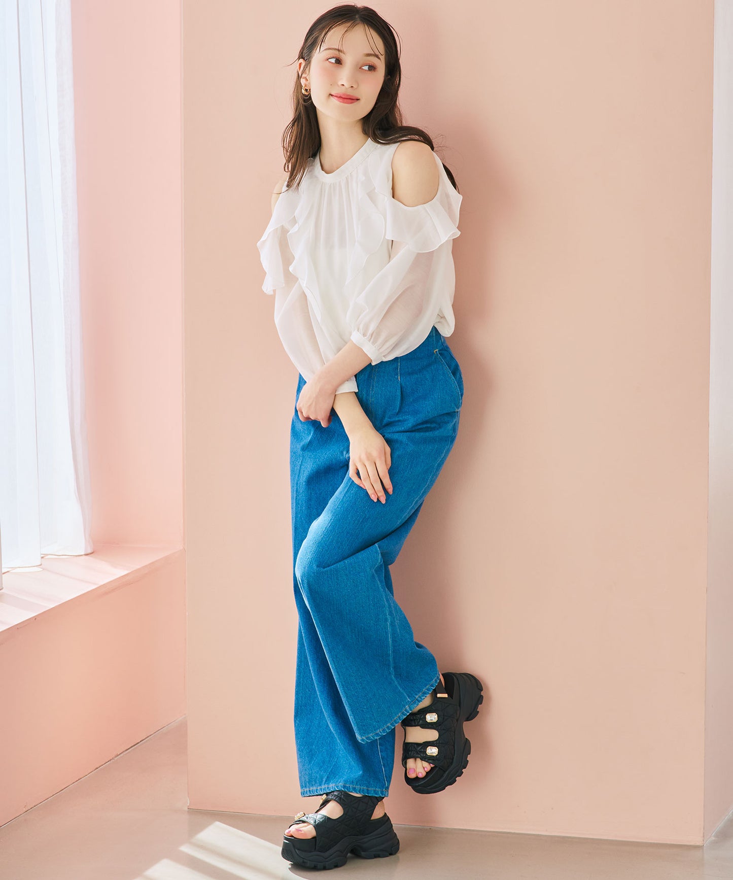 ビジューボタンキルティングスポーツサンダル/66204