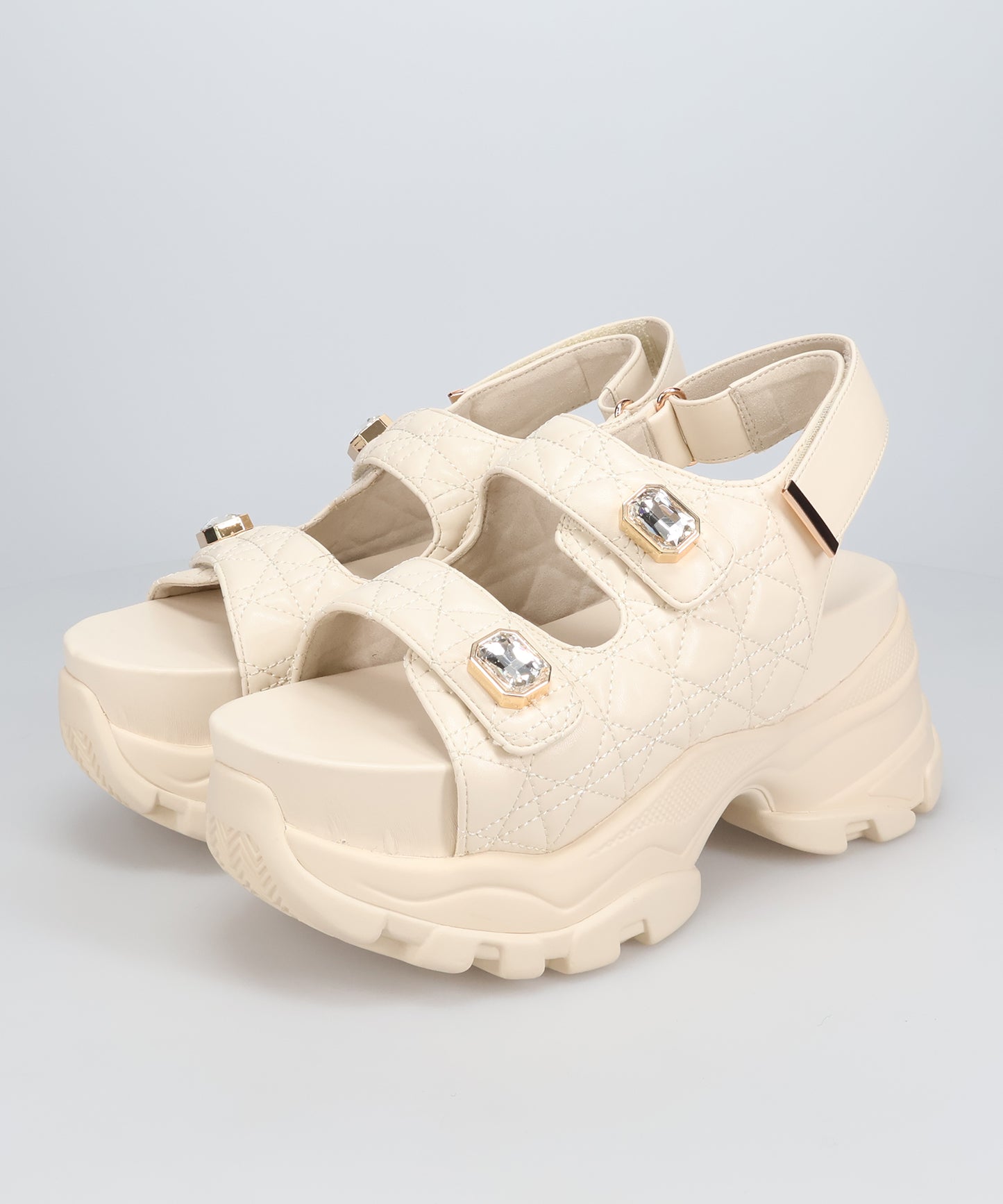 ビジューボタンキルティングスポーツサンダル/66204