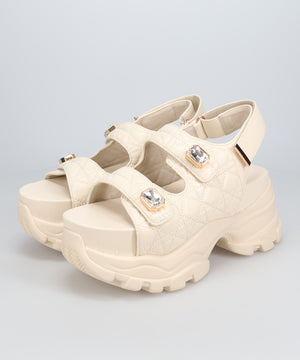 ビジューボタンキルティングスポーツサンダル/66204