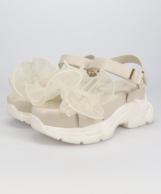 【WEB先行予約/3月上旬発売予定】フリルチュールボリュームソールサンダル/66205