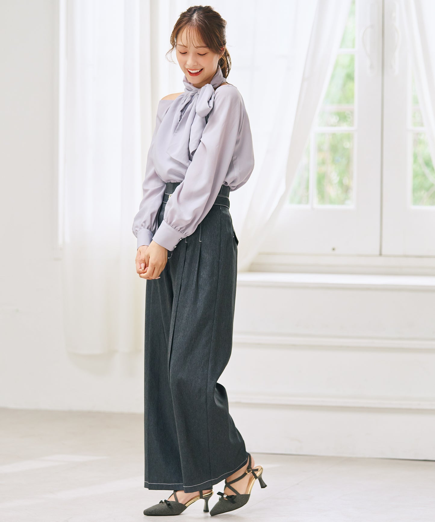 【店舗限定】カットワークデザインスリングバックパンプス/66304