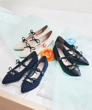 【店舗限定】ダブルリボンストラップパンプス/66310