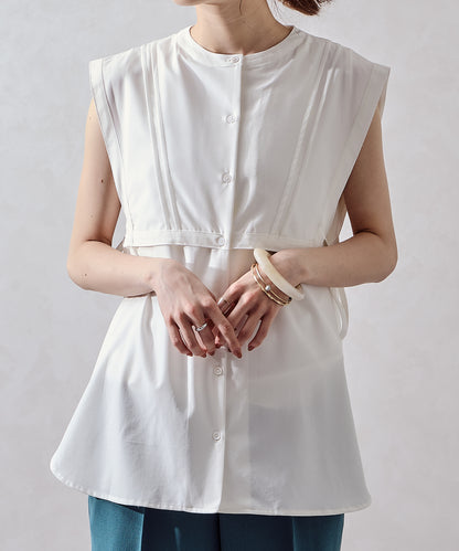 エプロンカラーノースリブラウス/AC1035