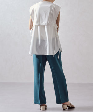 エプロンカラーノースリブラウス/AC1035