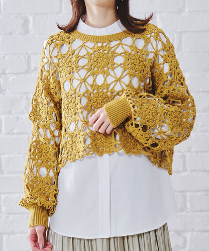 かぎ針編みニットトップス/新色追加/AC1089