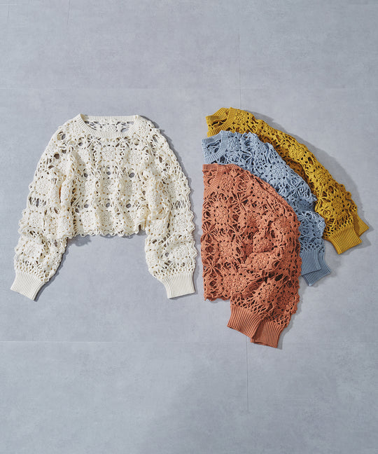 かぎ針編みニットトップス/新色追加/AC1089