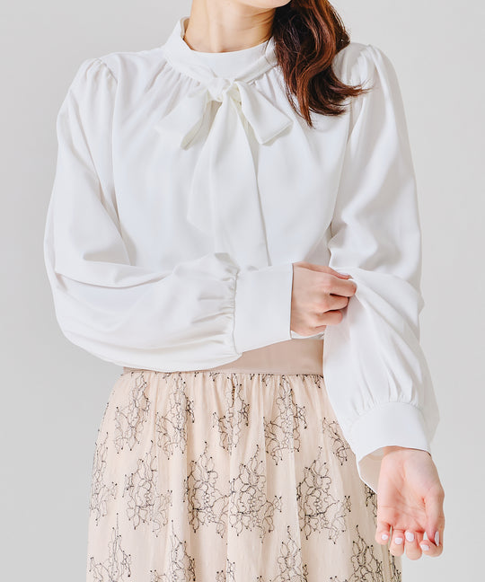 セミマットボウタイブラウス/AC1190