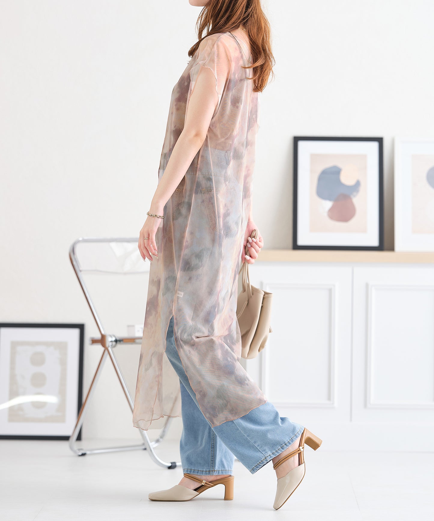 2WAYシースルーフレンチタイダイシアーワンピース/AC3417