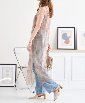 2WAYシースルーフレンチタイダイシアーワンピース/AC3417