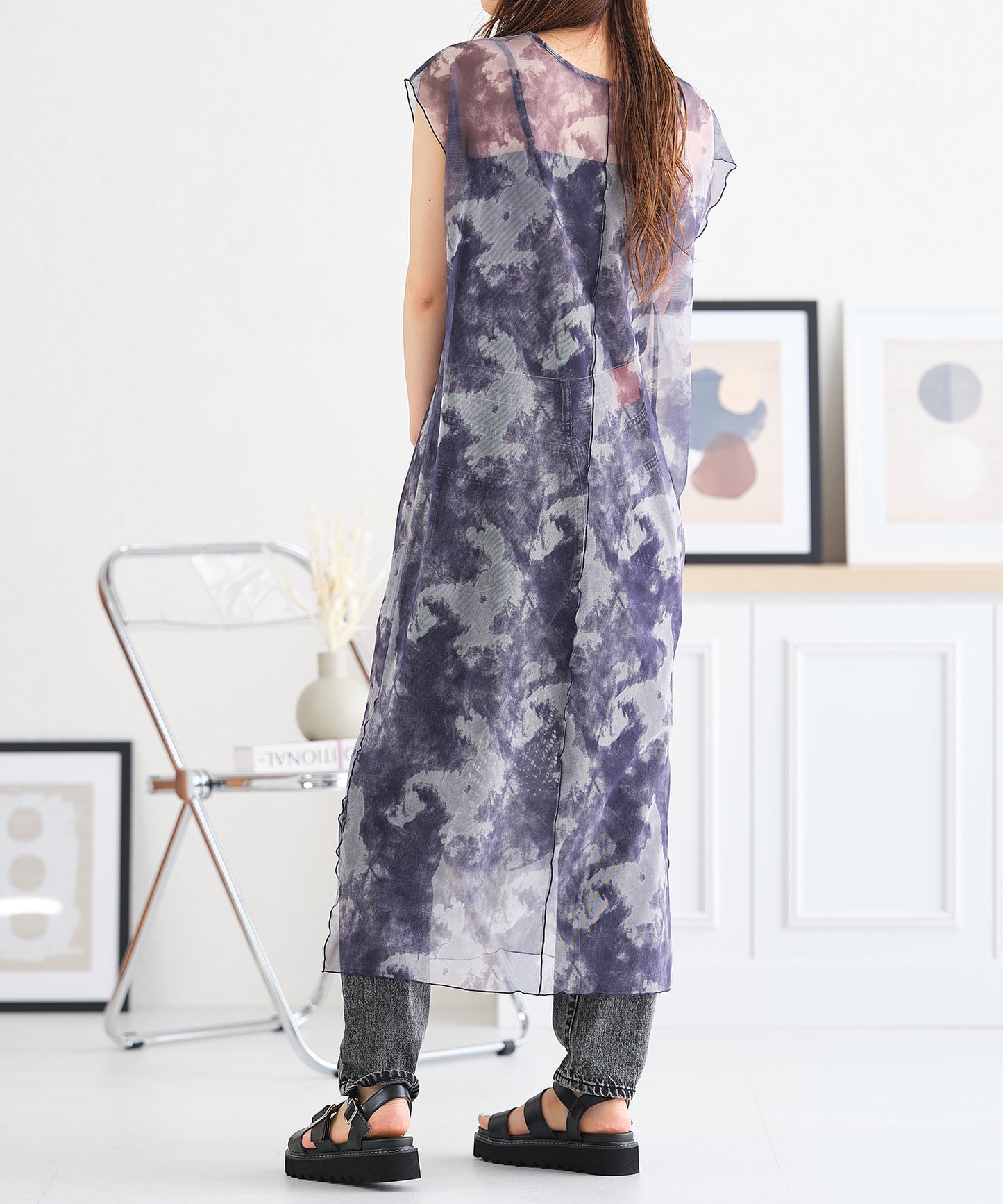 2WAYシースルーフレンチタイダイシアーワンピース/AC3417