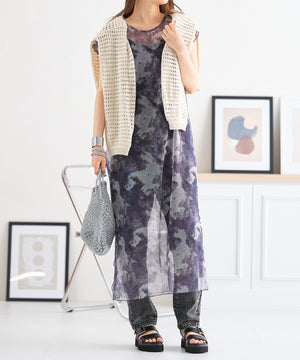 2WAYシースルーフレンチタイダイシアーワンピース/AC3417